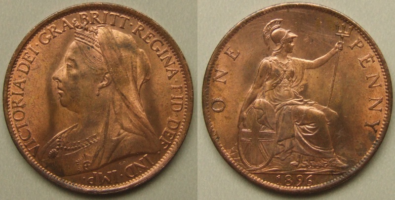 Uncirculated Queen Victoria 1896 penny